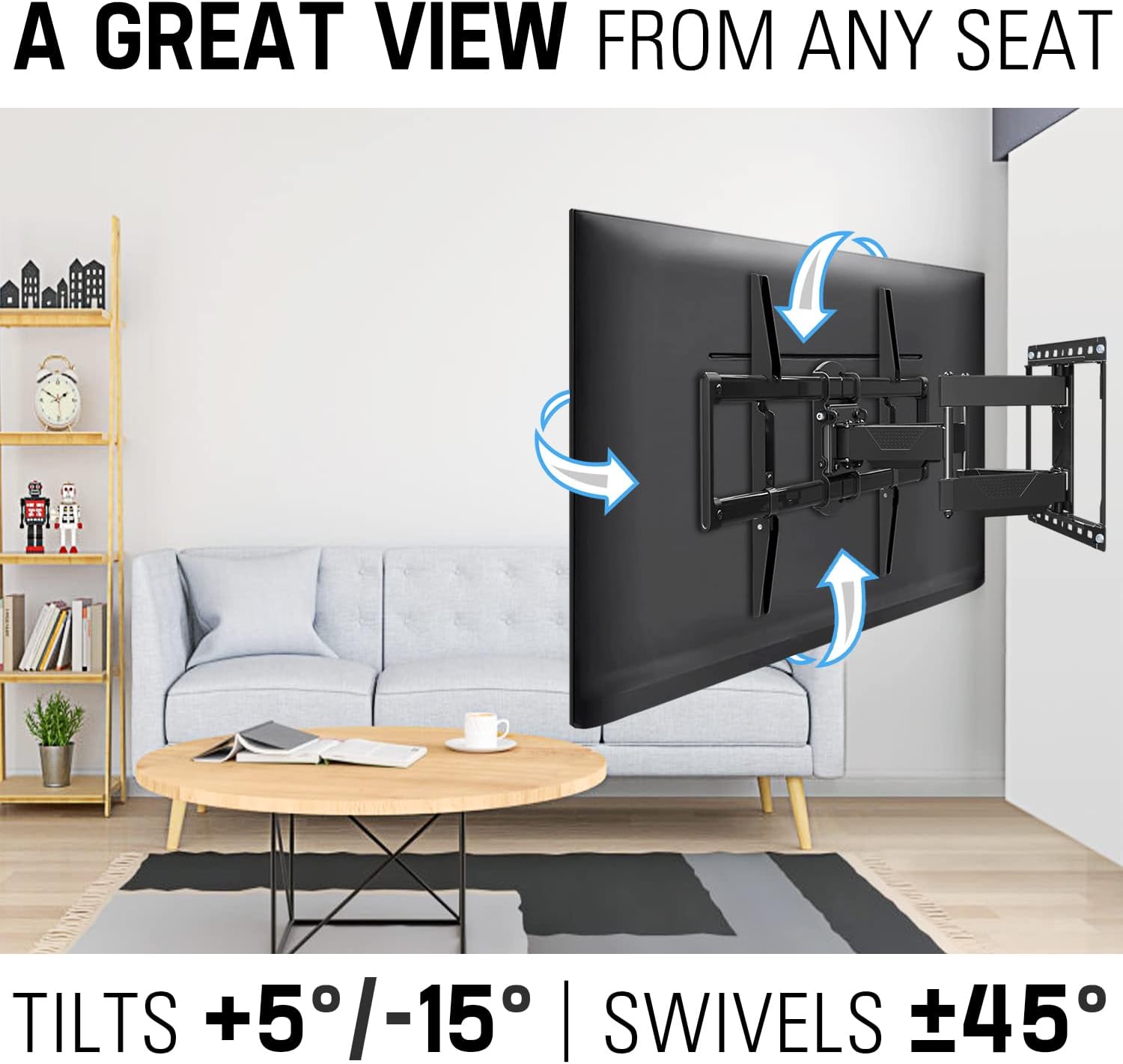Mounting Dream TV Wall Mount Full Motion TV Mount for 42-75 inch TVs, TV Wall Mount Bracket with Dual Articulating Arms, Fits 12”- 16” Wood Studs, TV Wall Mounts with VESA 600x400mm Holds up to 100lbs