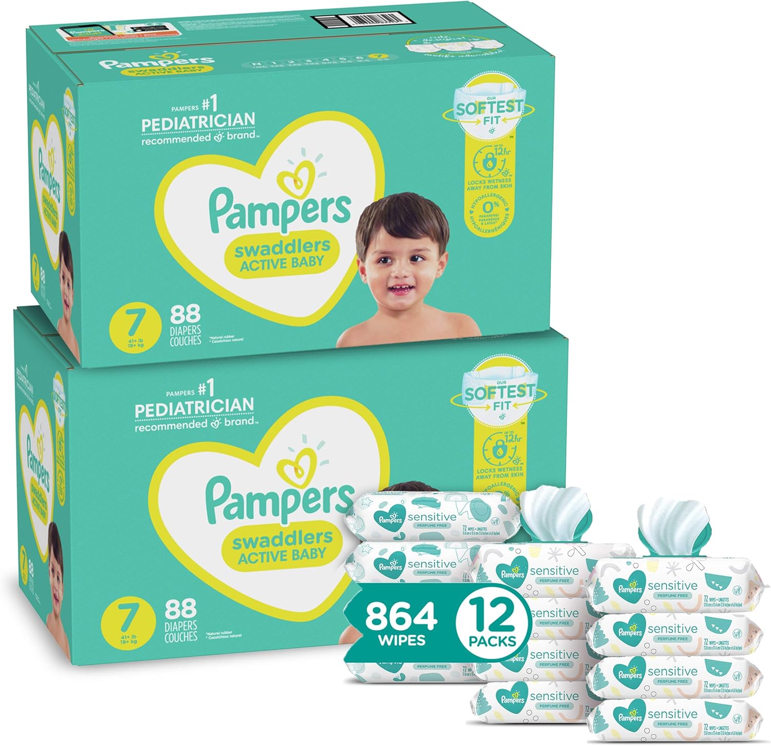 Diapers Size 3, 168 Count - Pampers Swaddlers Disposable Baby Diapers, ONE MONTH SUPPLY (Packaging May Vary) Pack of 2