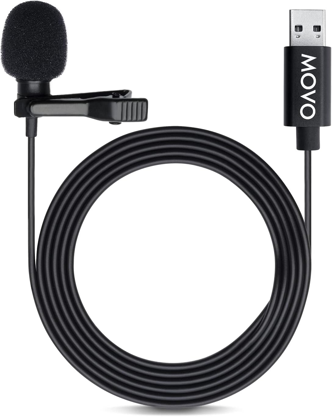 Movo M1 USB Lavalier Lapel Clip-on Omnidirectional Computer Microphone for Laptop, PC and Mac, Perfect Podcasting, Gaming, Streaming and Desktop Mic (20-Foot Cord)