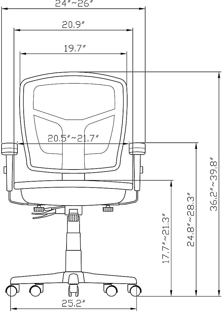 Lorell Ergomesh Chair, Mesh Back/Black Fabric Seat