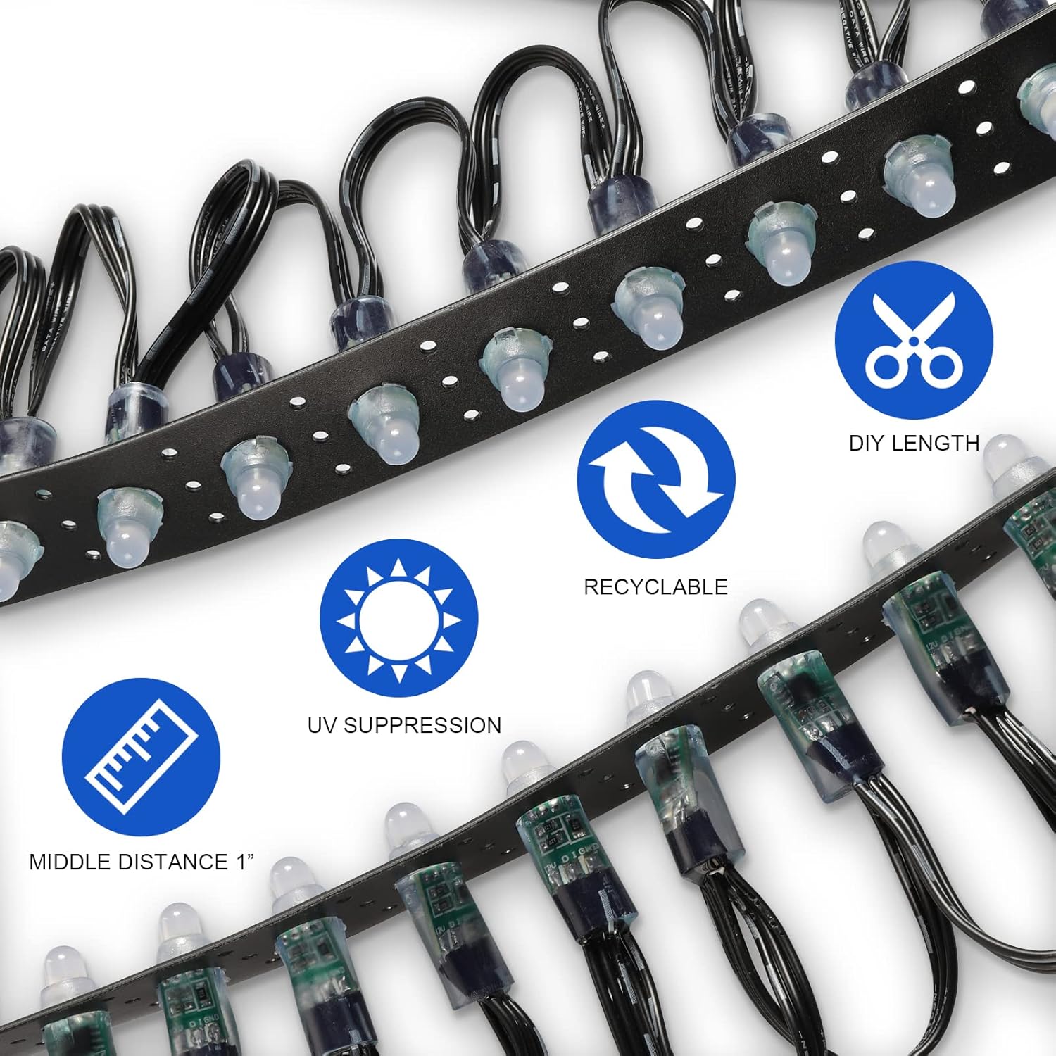 321 Lights Black Mounting Strip for 12mm RGB Pixel Node, 50meter/Roll and 1 inch(25mm) Hole Spacing, Perforated Mounting Strip of 30mm Wide, 1.6mm Thick, Heavy Duty Plastic Strips