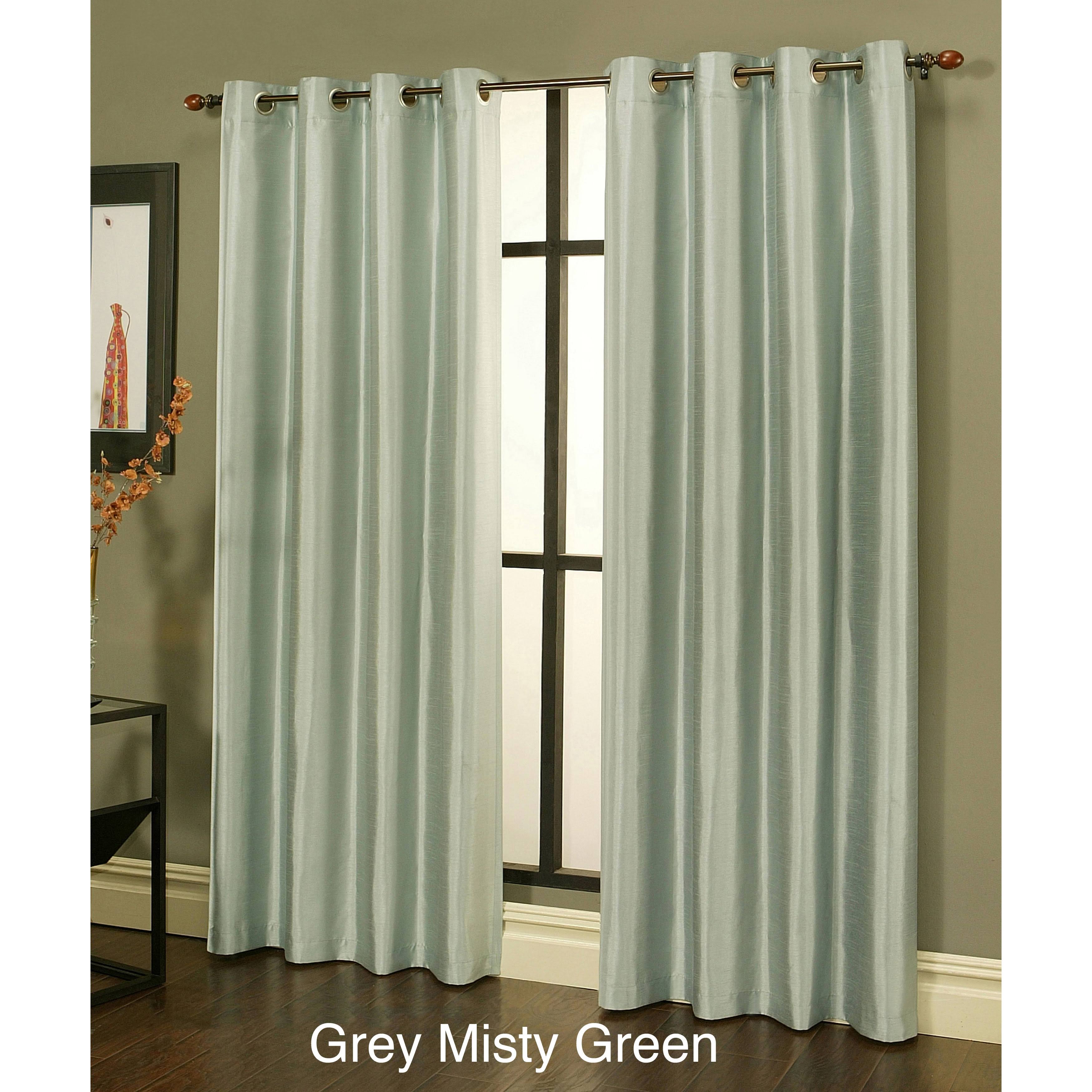 Sherry Kline Faux Silk Grommet Top 84-Inch Blackout Window Panel Pair - 50 x 84 Green