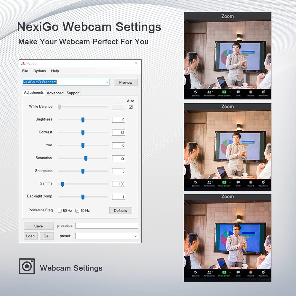 NexiGo N960E 1080P 60FPS Webcam with Light, Software Included, Fast AutoFocus, Built-in Privacy Cover, USB Web Camera, Dual Stereo Microphone, for Zoom Meeting Skype Teams Twitch Pack of 2