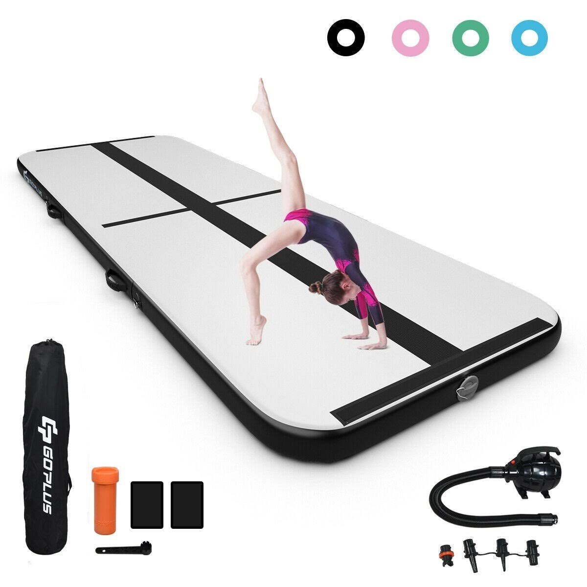 Costway Air Track Inflatable Gymnastics Tumbling Mat with Pump-Black