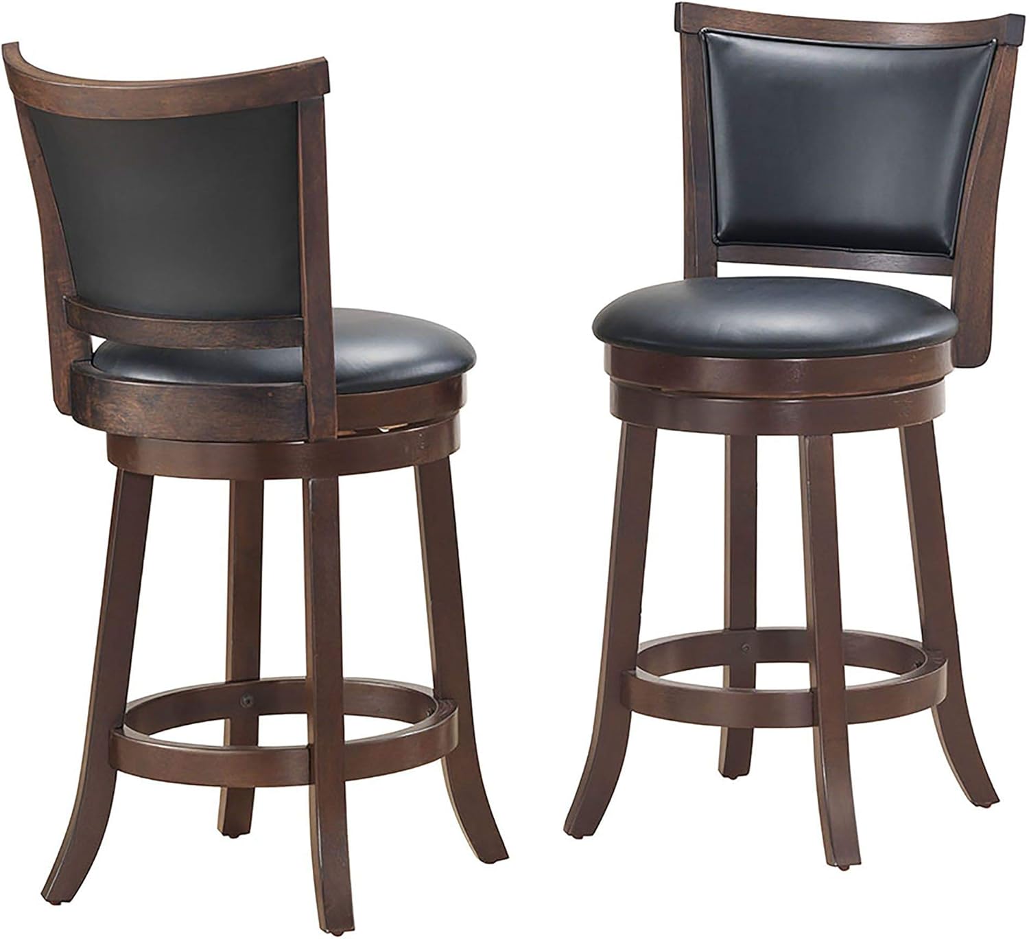 Contemporary Home Living Set of 2 Black and Brown Solid Swivel Counter Stools 39
