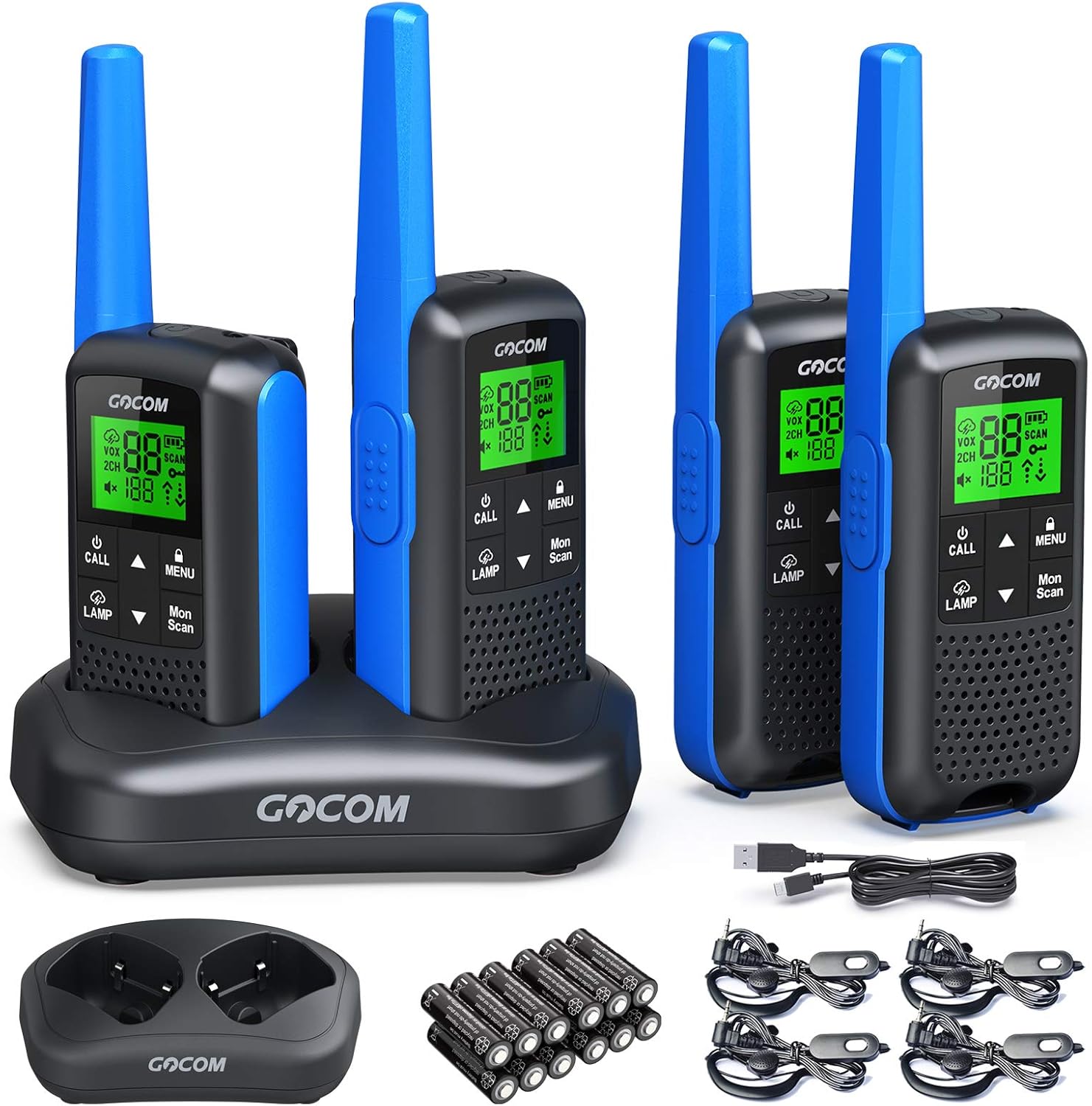 GOCOM FRS Long Range Walkie Talkies for Adults (G600 4Pack+Suitcases)