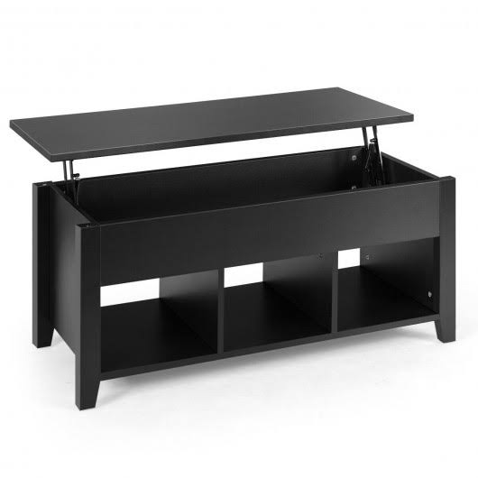 Costway Lift Top Coffee Table with Storage Lower Shelf-Black