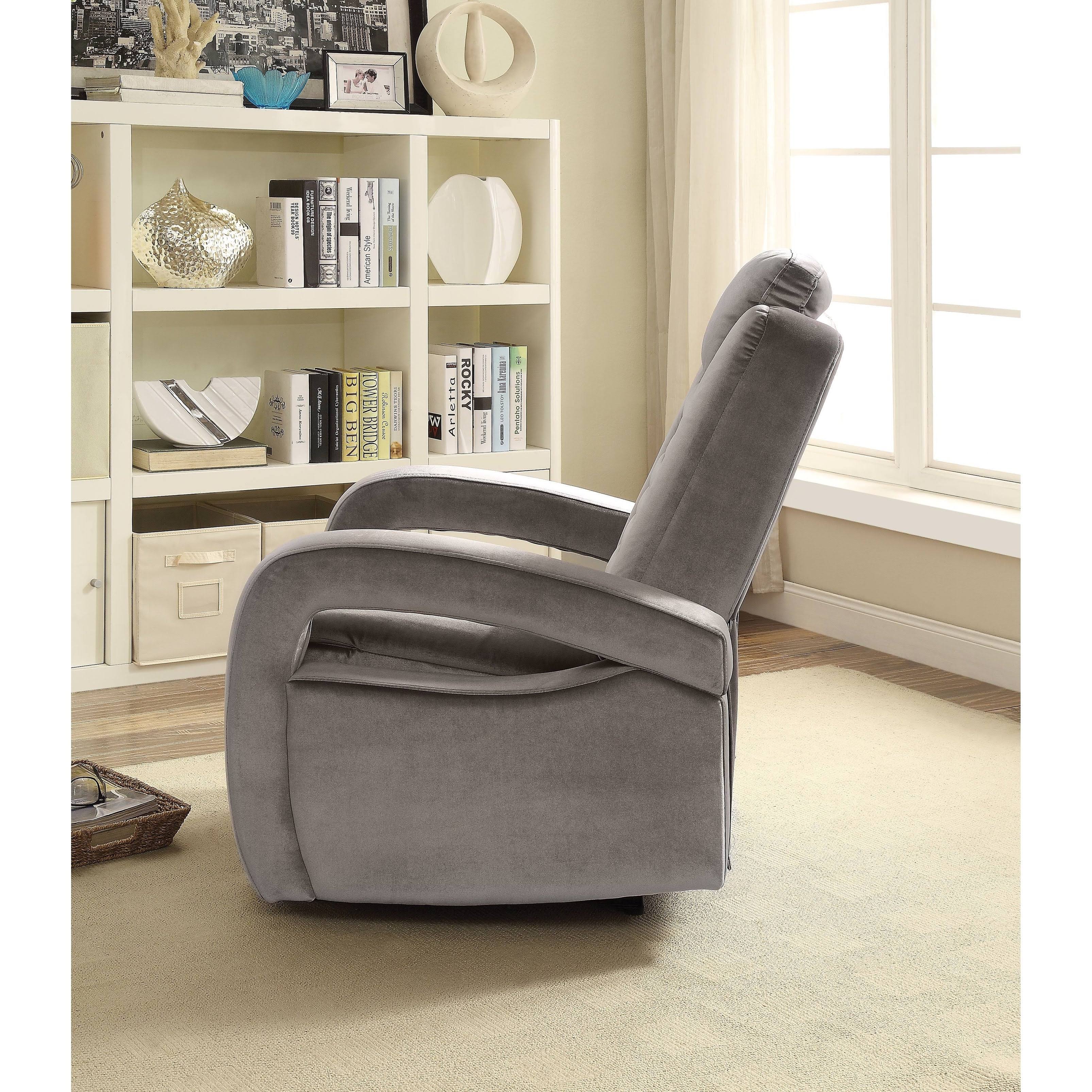 Acme Benjamin Recliner (Power Motion - USB) Silver Velvet