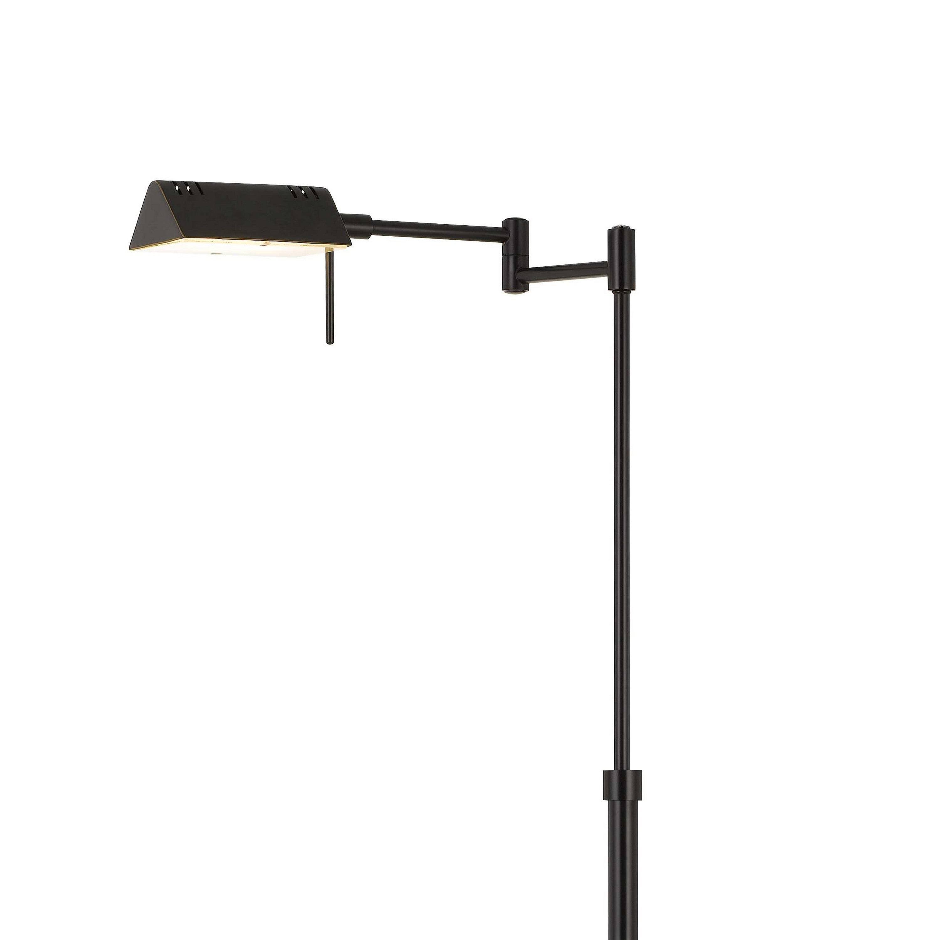 Benjara 10W LED Adjustable Metal Floor Lamp with Swing Arm, Black