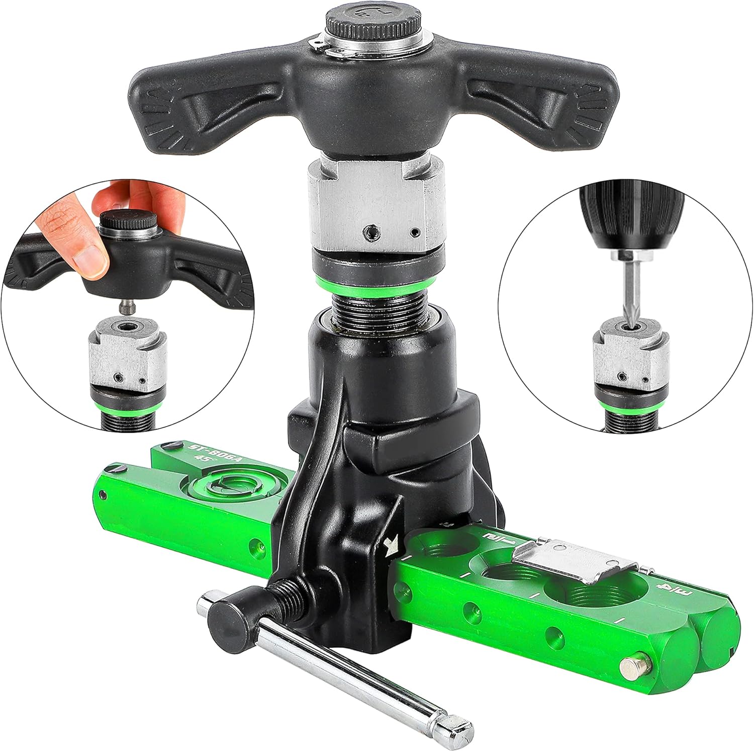 Bonvoisin Ratchet Flaring Tool 1/4&rdquo;-3/4&rdquo; Single Copper Flare Tool 45&deg; Eccentric Type HVAC Air Condition Refrigeration Tool with Clutch for Copper Aluminum Pipes (Manual or Electric Drill Mode)