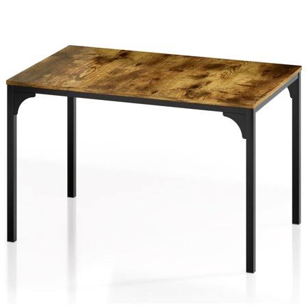 Vipek 29 Inches Height Dining Table 29 inch Modern Studio Collection Table with Black Metal Frameor Rectangle Industrial Brown W