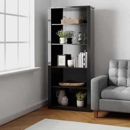 Mayview Five Shelf Standard Bookcase, Black