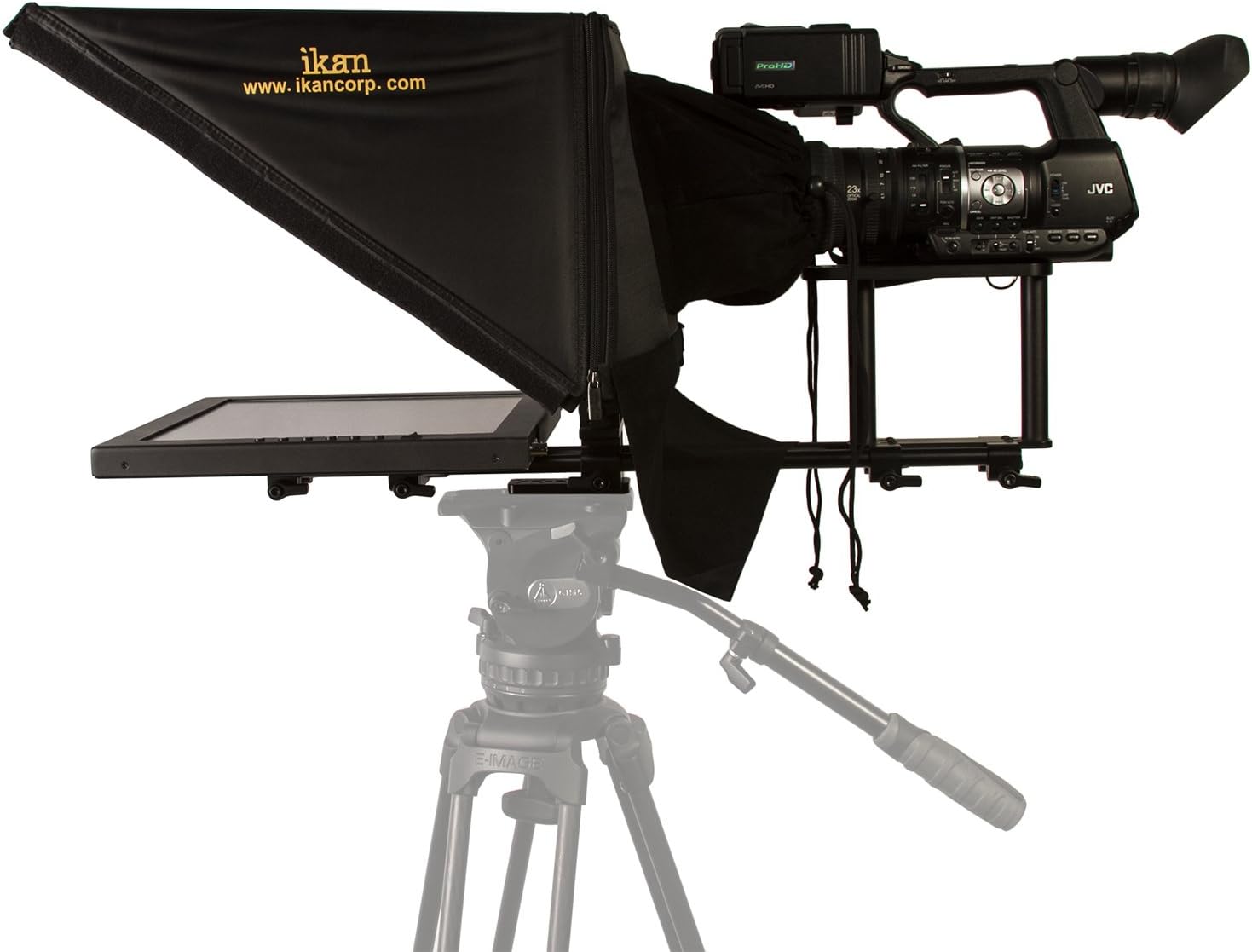 Ikan17-inch High Bright Beam Splitter Teleprompter, Rod Based, Adjustable Frame, Extreme Clarity (PT3700-HB) - Black