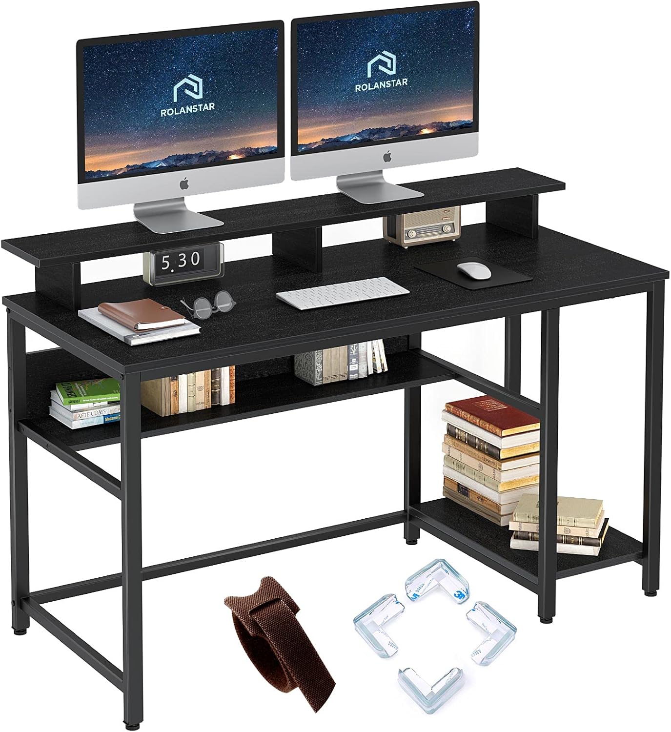 Rolanstar Computer Desk with Monitor Shelf, 55