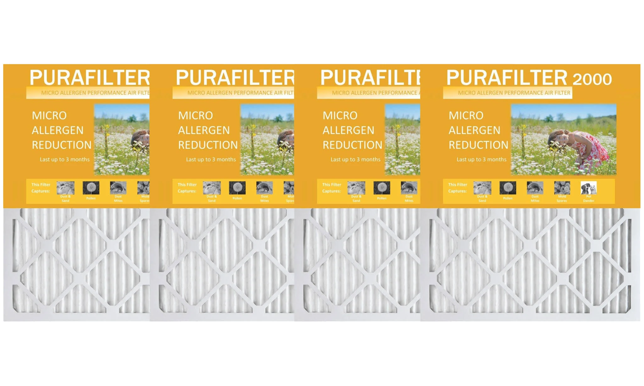 Purafilter Gold Air Filters (4-pack): PF-G19.8821.5A/19.88x21.5x1A&& Yellow