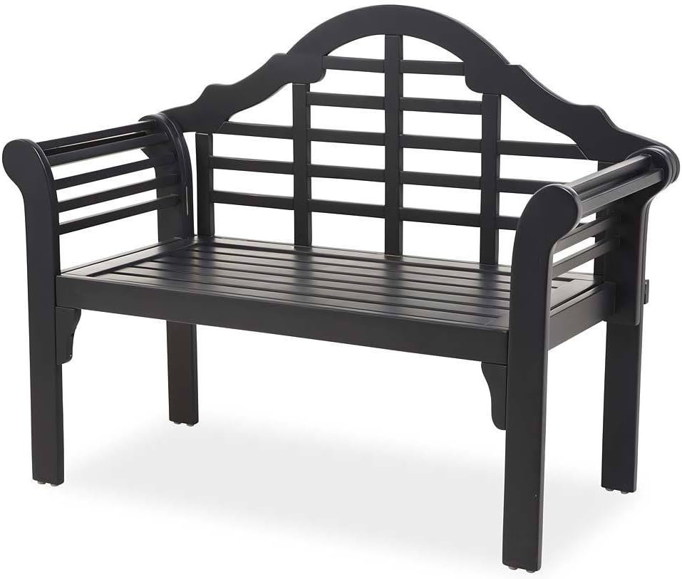 Plow & Hearth 62A79-BK Lutyens Eucalyptus Wood Garden Bench, Black