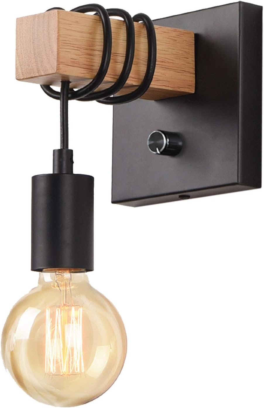 Black Wall Sconces Dimmable, LIGHTESS Edison Wall Light with ON/Off Dimmer Switch, 1-Light Industrial Farmhouse Wall Lamp for Barn Kitchen, Living Room, LG9928784