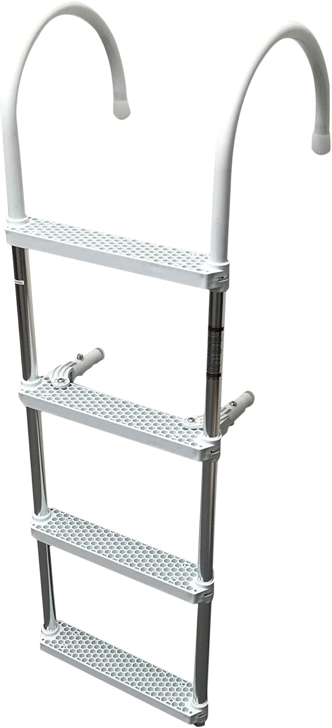 Pactrade Marine 4 Steps Ladder Hook, Aluminum Polyethene, White