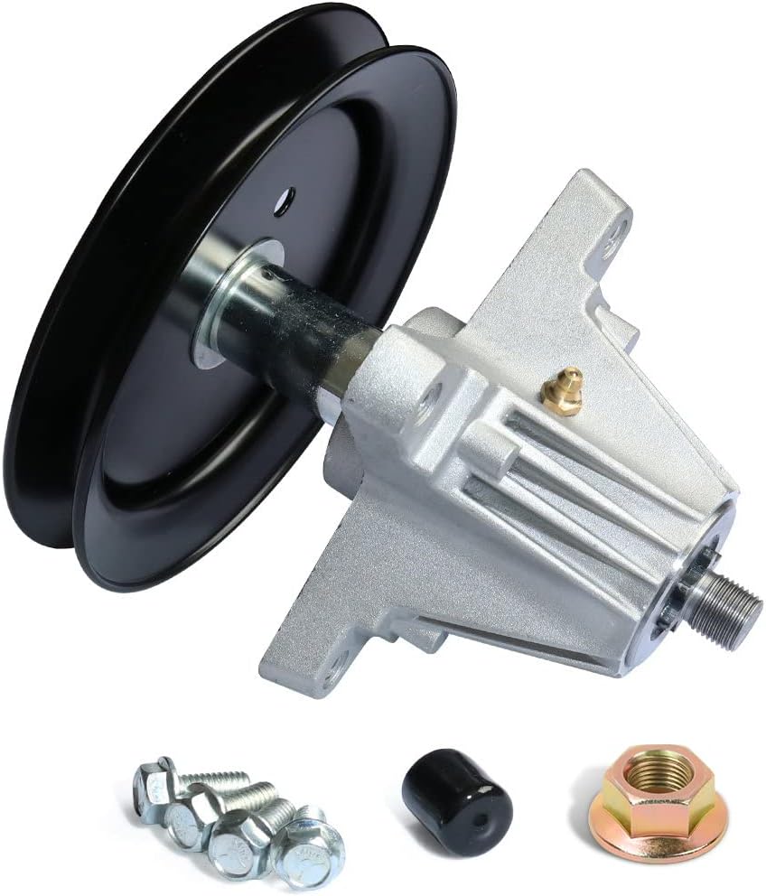 boeray Spindle Assembly for Cub Cadet MTD 918-04822A 918-04822B 618-04822 918-04889 30-8001 14328 82-058 Lawn Mower Deck Fit Most 42in and 30in Mini Riders with Pulley Tapped Bolt Zerk Fitting Pack of 2