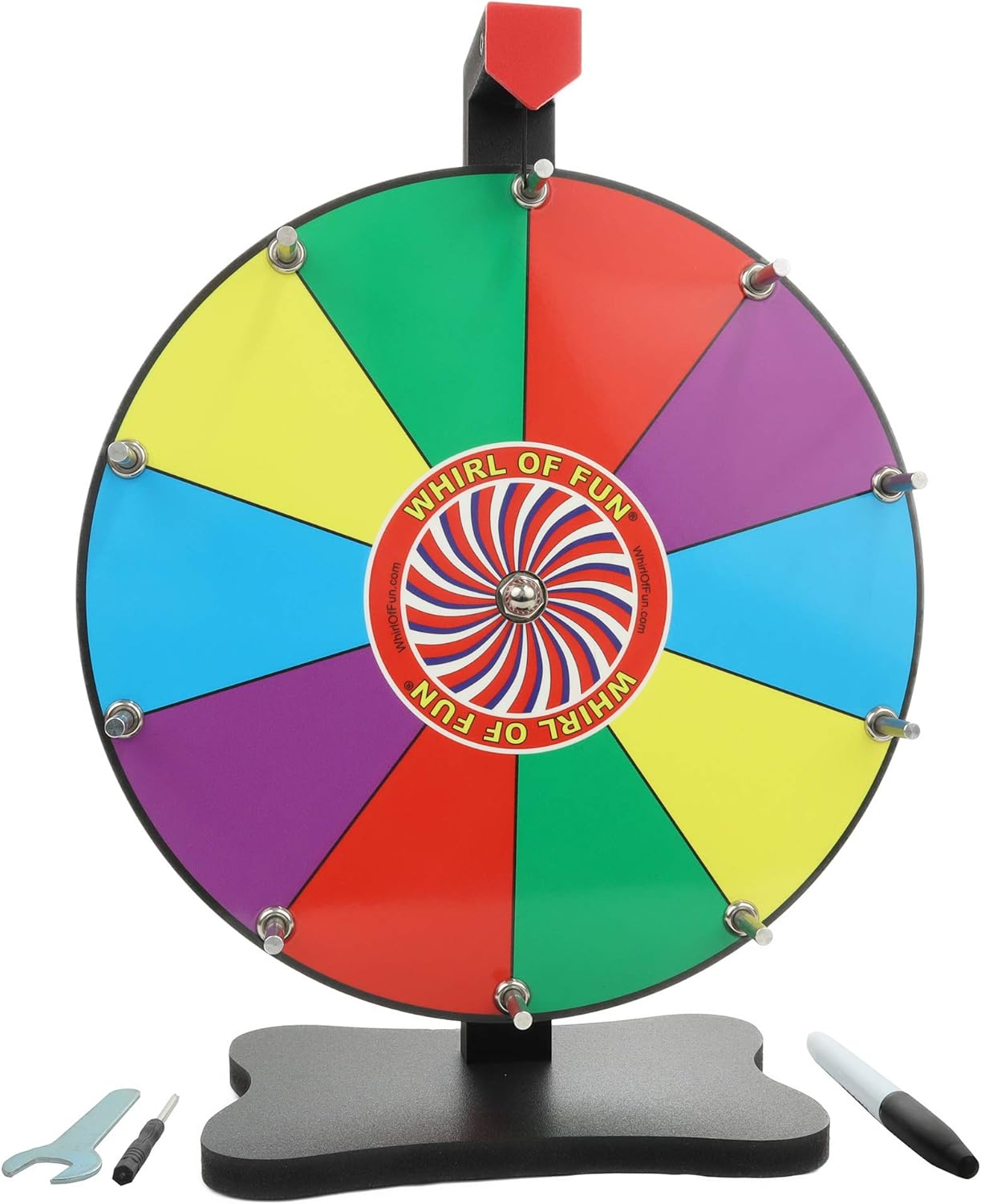 Whirl of Fun Prize Wheel 12 Inch Tabletop-10 Color Slots, Write on Erasable Whiteboard Surface, Easy Assembly, Tools and Marker Included, Made in USA Pack of 2