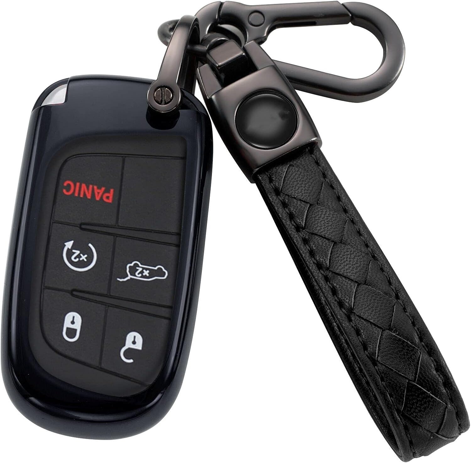 HAOFEN for Dodge Key Fob Cover,Key Fob Cover Case for Dodge Charger Challenger Dart Journey Durango Grand Caravan RAM, Remote Accessories Protector(3 4 5-Button, Black)