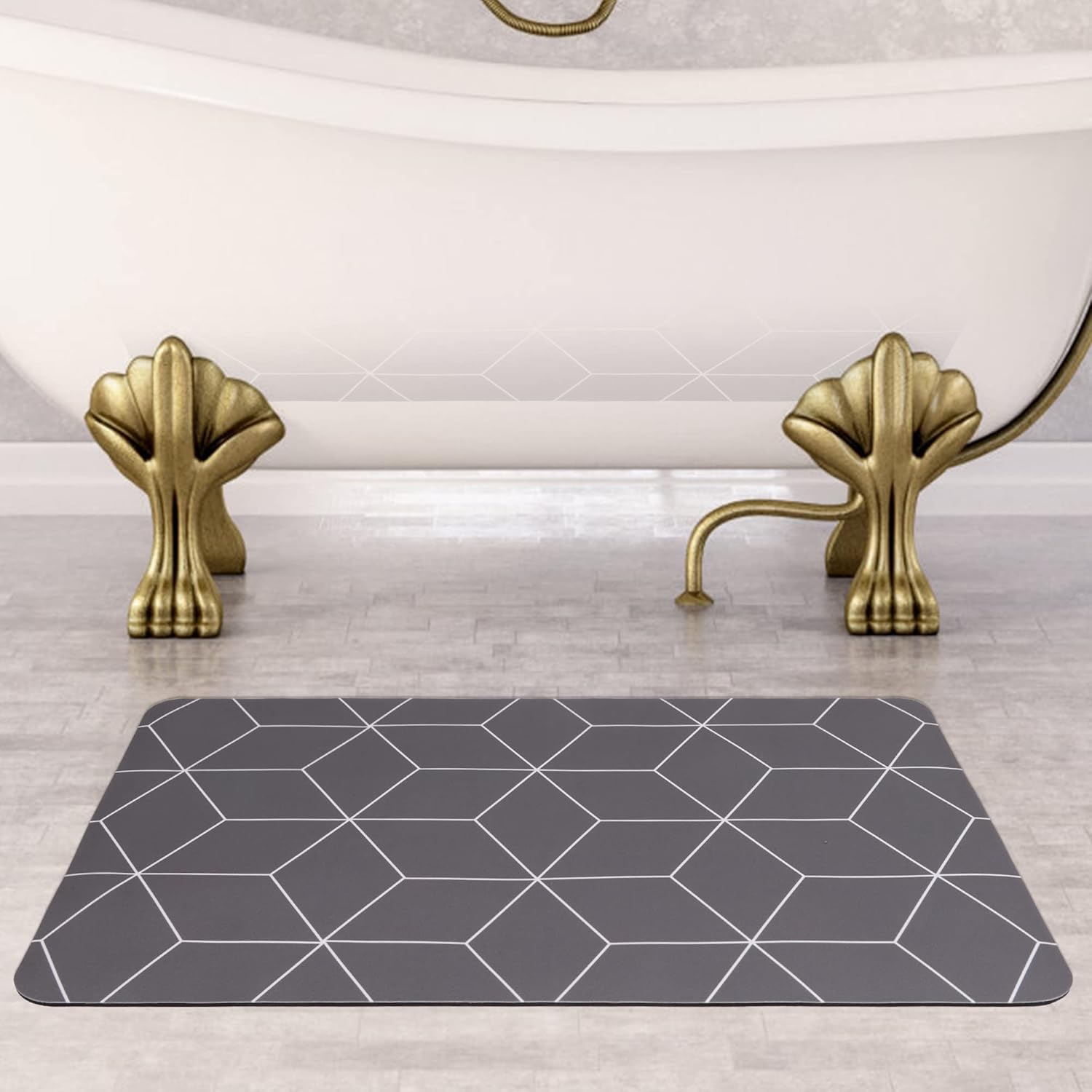 Diatomaceous Earth Bath Mat - Quick Drying Water- Absorbent Soft Diatomite Bath Mat None Slip Bath Rugs- 23.6 X 15.4 Inch for Kitchen Bathroom-Easy Storage and Wash