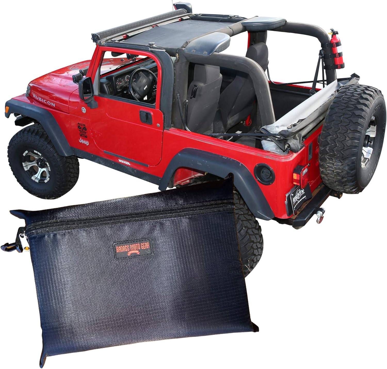Badass Moto for Jeep Sunshade for Jeep Wrangler Top Mesh. 1997-2006 TJ (Front) Keeps You Cool. Reduces UV + Wind & Noise. Easy No Tool Install Sun Shade Top for Jeep Lover Gifts Accessories