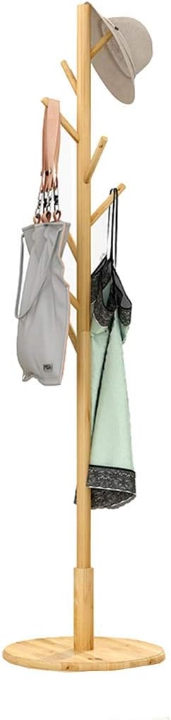 COAT RACK Vertical Disc Base Tree Hook Household Wood Single Rod Hanger (Color : Beige)