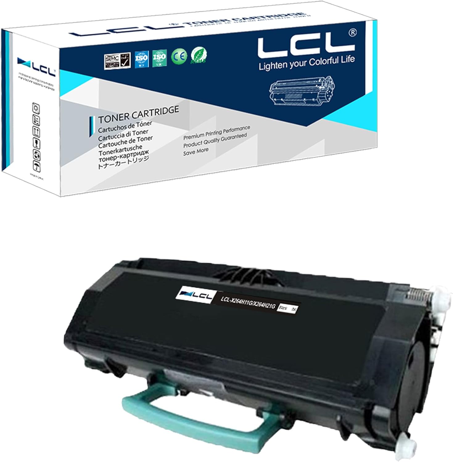 LCL Compatible Toner Cartridge Replacement for Lexmark X264 X264A11G X264H11G 9000 Pages X364 X364dn X364dw X264dn X363 X363dn (1-Pack Black) Pack of 2
