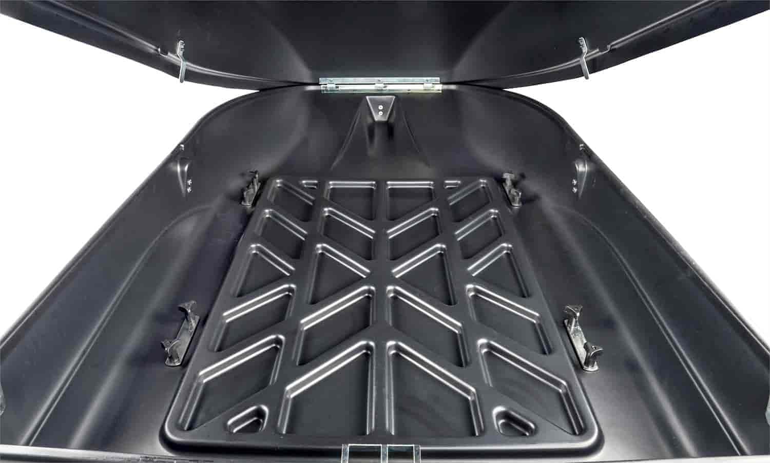 JEGS Rooftop Cargo Carrier for Car Storage - Large Roof Rack Cargo Carrier - 3-Point Locking System - Rear Opening Waterproof Storage - Made in USA - 18 Cubic Ft - 110 Lb Capacity - Aerodynamic Design