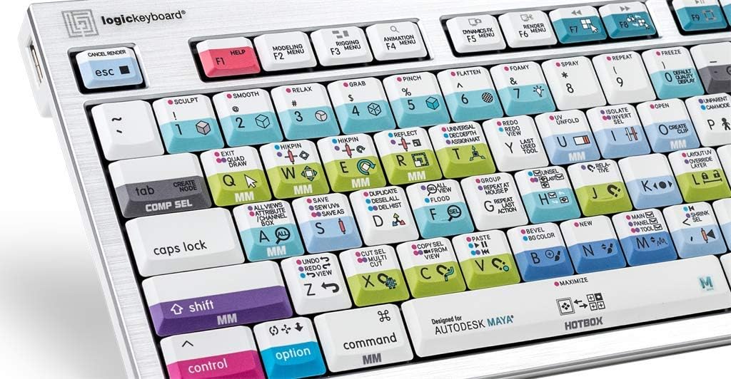 Logickeyboard Keyboard Designed for Autodesk Maya Compatible with macOS; Part: LKB-Maya-CWMU-US
