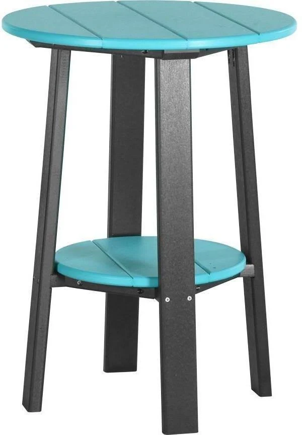 LuxCraft Recycled Plastic 28x22 Counter Height End Table, Aruba Blue on Black