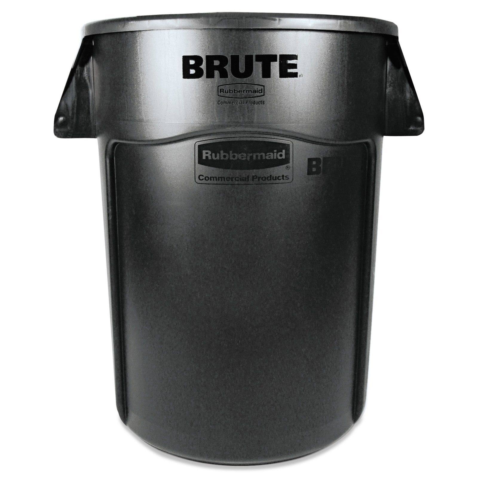 Rubbermaid Brute Vented Trash Receptacle, Round, 44 gal, Black