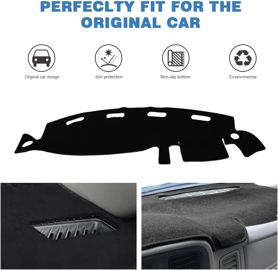 Apeixoto Dashboard Cover Compatible with 1998 1999 2000 2001 Ram 1500 2500 3500 Black Dash Cover Mat for Easy Installation