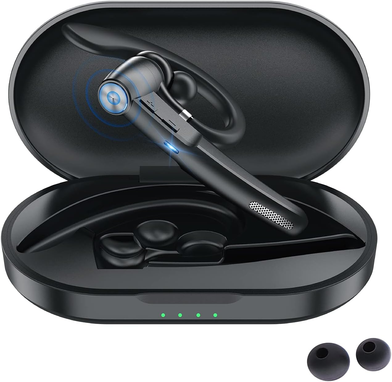 Bluetooth Earpiece,Tonstep Bluetooth Headset with MIC, Trucker Bluetooth Headset 50 Hours with Charging Case, in-Ear Headphones Wireless Earphones for Business,Office and Driving (Black-g1)