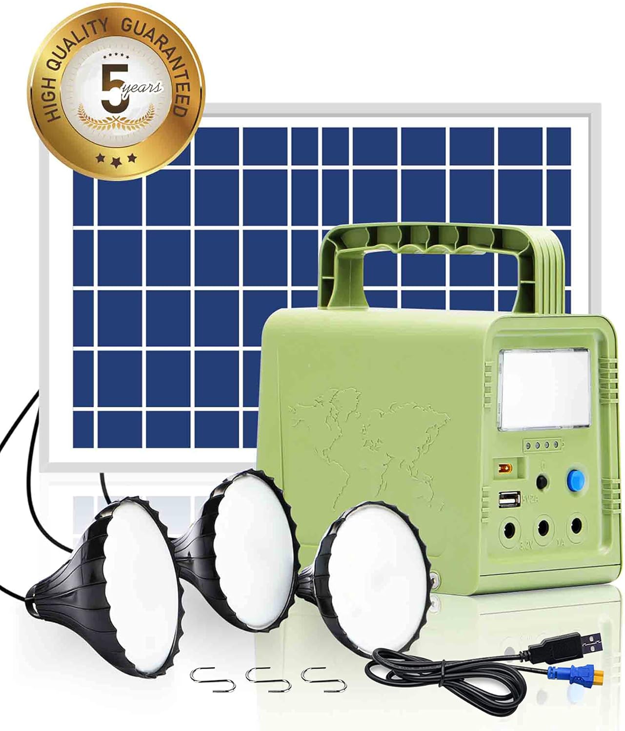 WAWUI Portable Solar Generator 84Wh with Solar Panel & Flashlights, Solar Powered Generator Kit for Emergency Backup Power, Camping lights with Battery, USB DC Outlets, for Travel Fishing Hunting Pack of 2