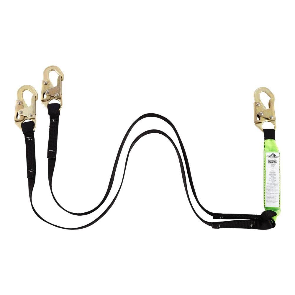 Peakworks V8104406 Shock Pack Lanyard, Dbl Leg, Snap Hook, 6ft