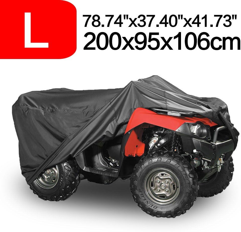 NEVERLAND Waterproof ATV Cover 210D Oxford Heavy Duty Black Quad Cover 4 Wheeler Covers All Season Outdoor UV Protection Fits for Kawasaki Suzuki Yamaha Honda Polaris