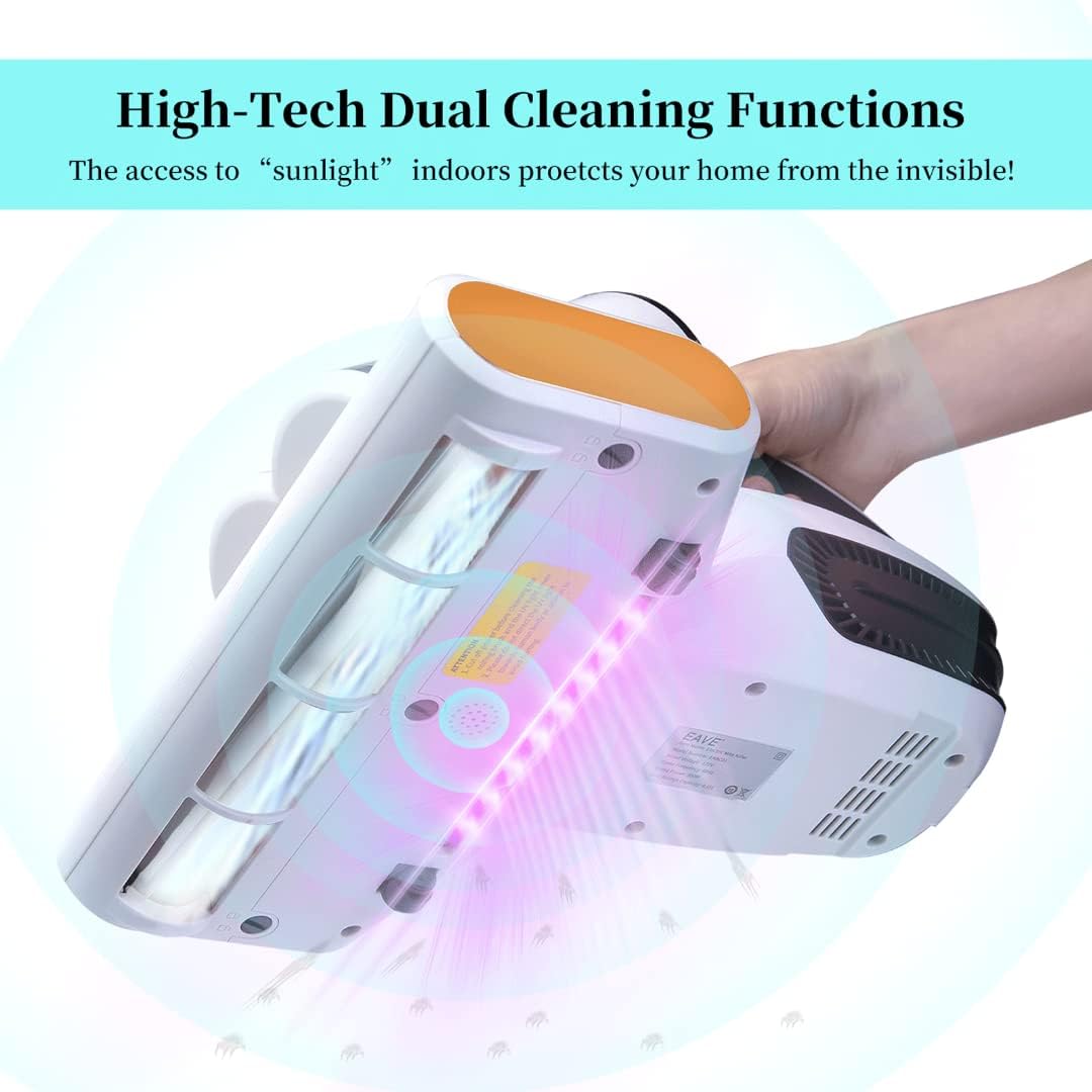 Bed Vacuum Cleaner, Mattress Vacuum Cleaner, 15KPa Strong Suction with Vibration & Drying Function, Handheld Vacuum for Bed, Mattress, Blanket, Pillow