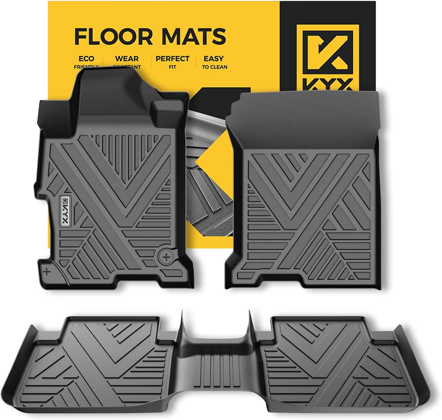 KYX Floor Mats Fit for 2013 2014 2015 2016 2017 Accord Sedan, All Weather Protection Floor Liners Includes 1st and 2nd Row Front & Rear, Custom Fit Car Mats TPE Black