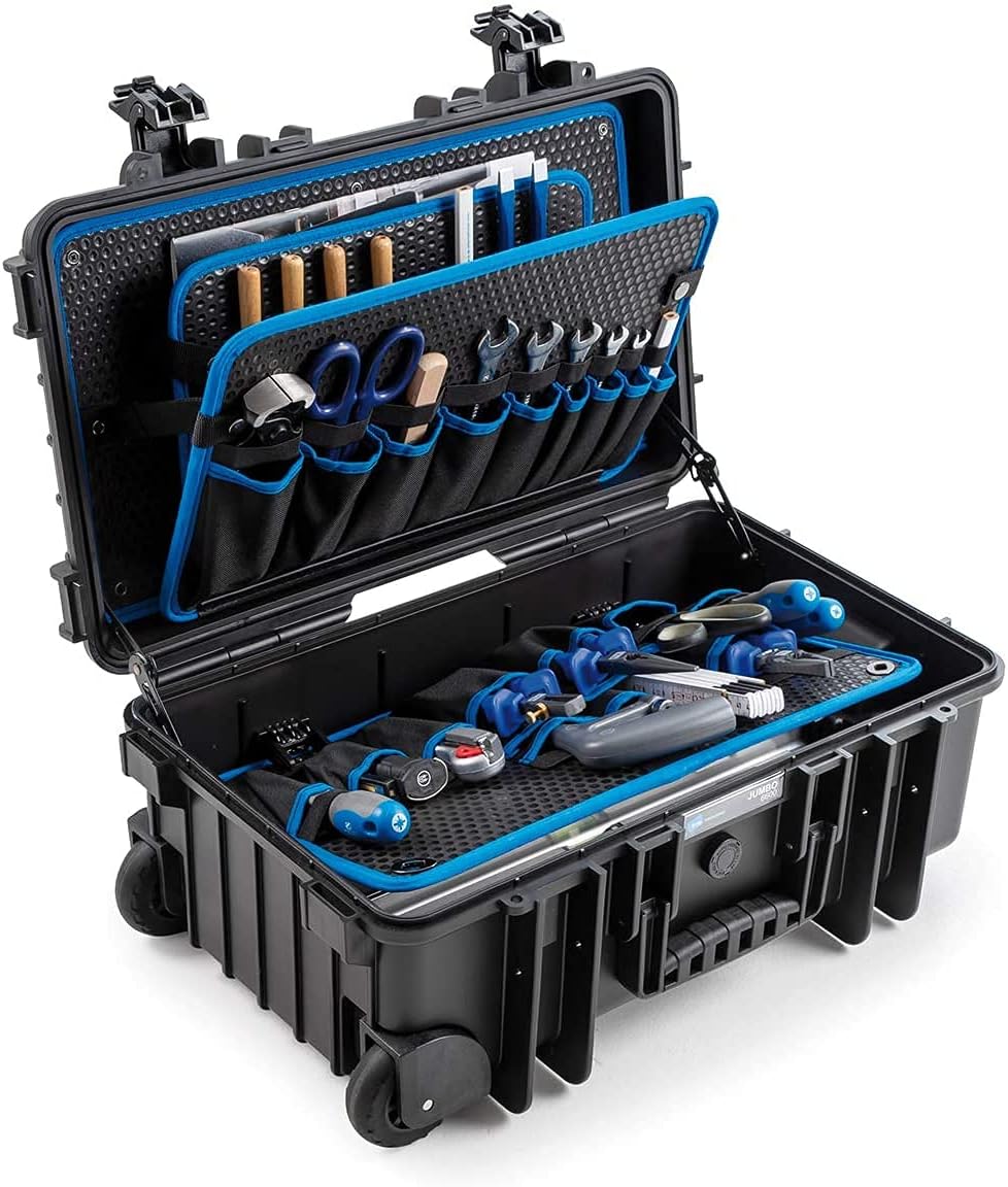B&W International Jumbo 6600 Outdoor Tool Case with Pocket Tool Boards, Black