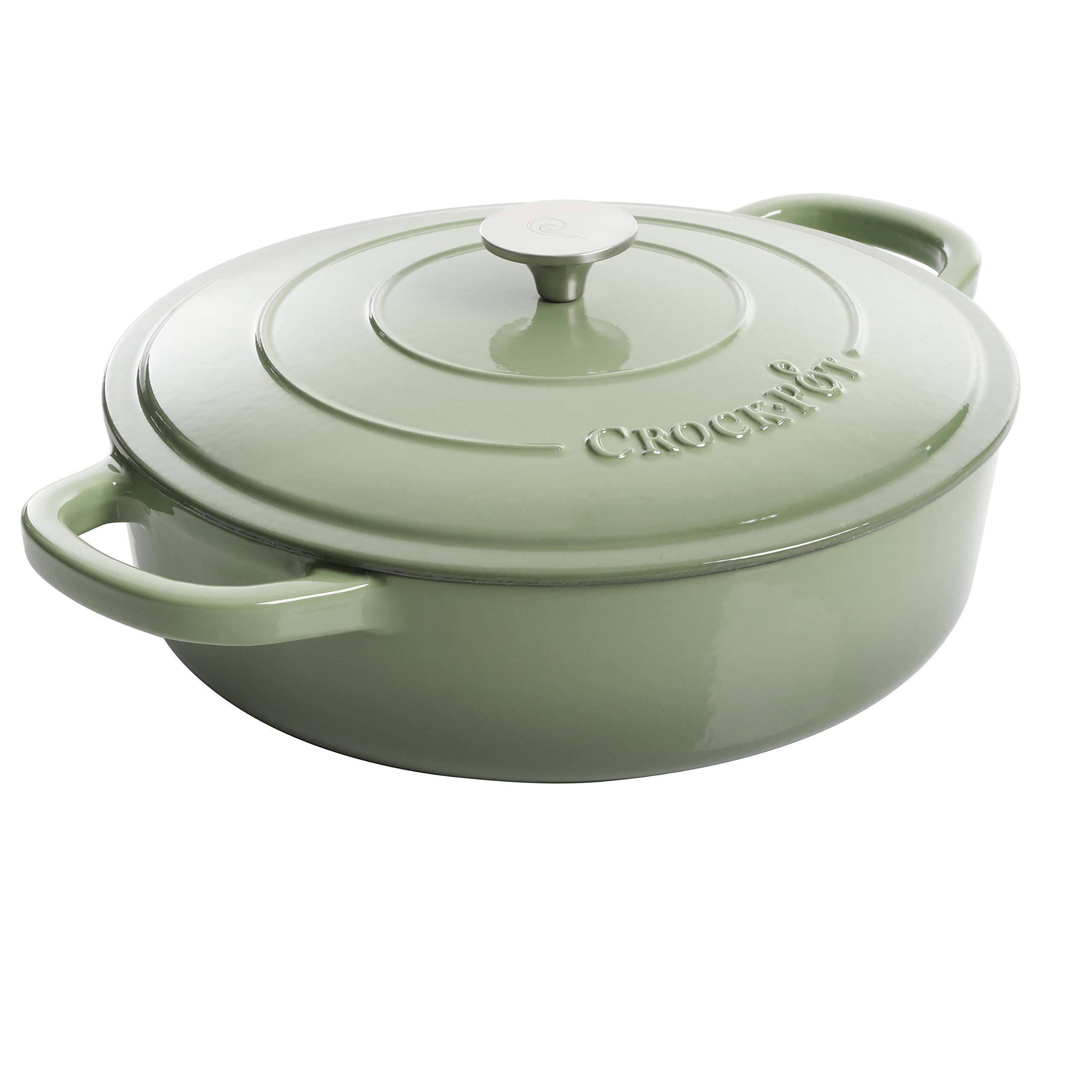 Crock Pot Artisan Enameled Cast Iron Braiser w/Lid, 5-Quart, Pistachio
