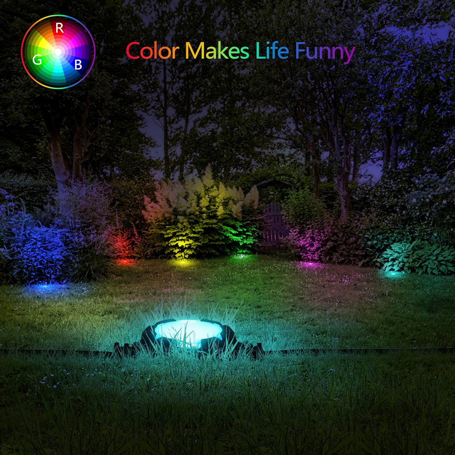 Outdoor Ground Lights Outdoor Lights Camping Lights LED Pathway Lights RGBIC Multi-Color Yard Lights Garden Landscape Lights 42ft 16 Pack IP67 Waterproof Lawn Lights Decor for Patio Wedding Party