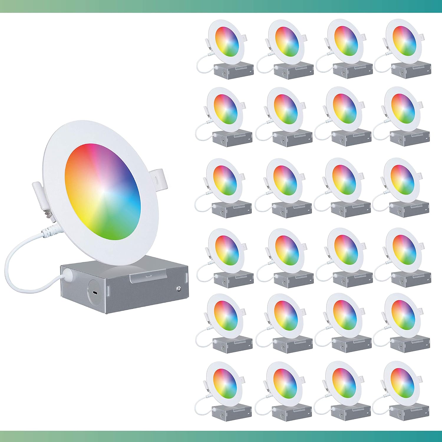 Infibrite 6 Inch WiFi Smart Ultra-Thin LED Ceiling Mount Recessed Light 12W 1100LM Dimmable with Junction Box, App & Voice Control, Alexa/Google Compatible, ETL & Energy Star, Wet Rated (24 Pack)