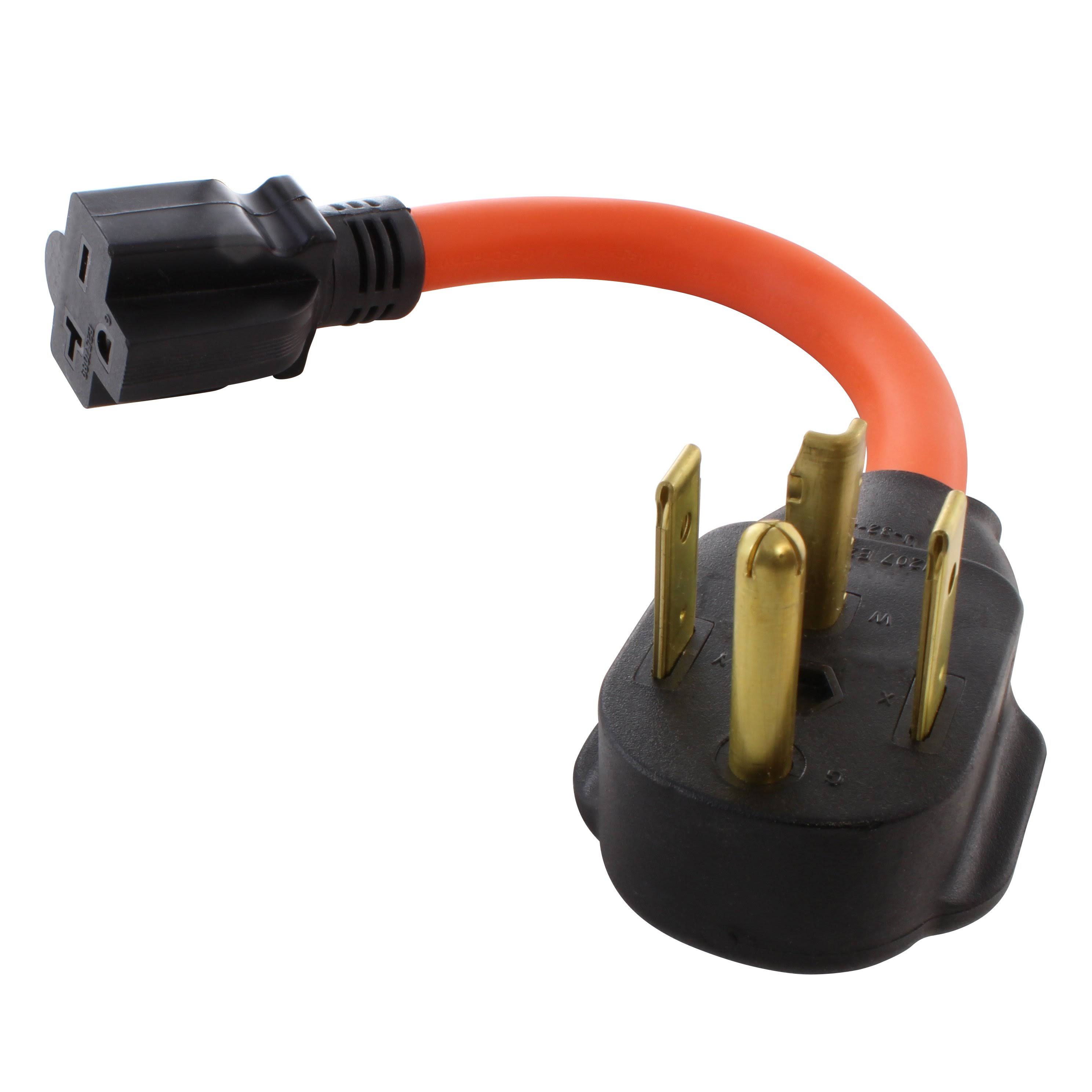 AC Works [S1430620-012] 1ft STW 10/3 4-Prong Dryer 14-30P Male Plug to NEMA 6-15