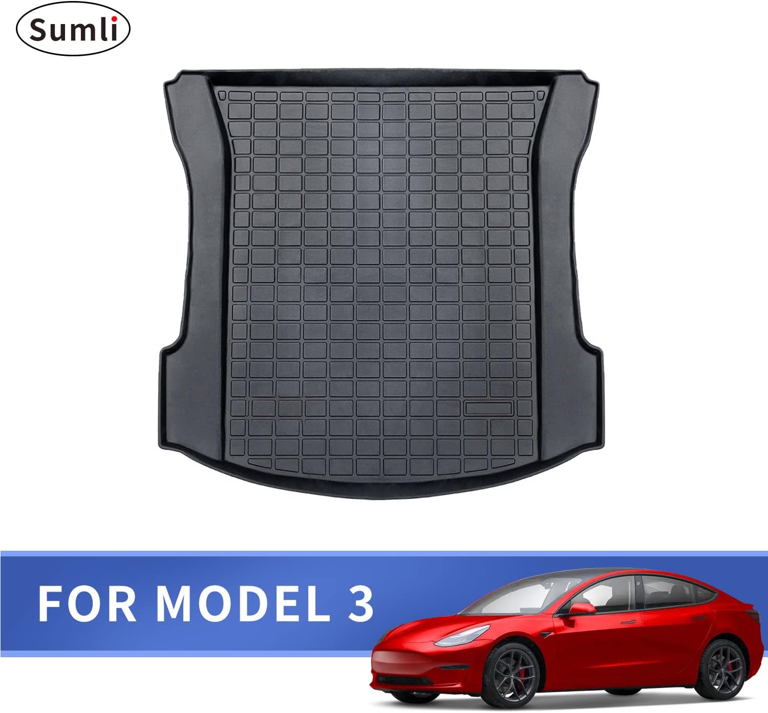 Sumli Trunk Mat for Tesla Model 3 2021 2022 Cargo Mat Cargo Liner Trunk Liner All Weather TPE for Tesla Model 3 Accessories