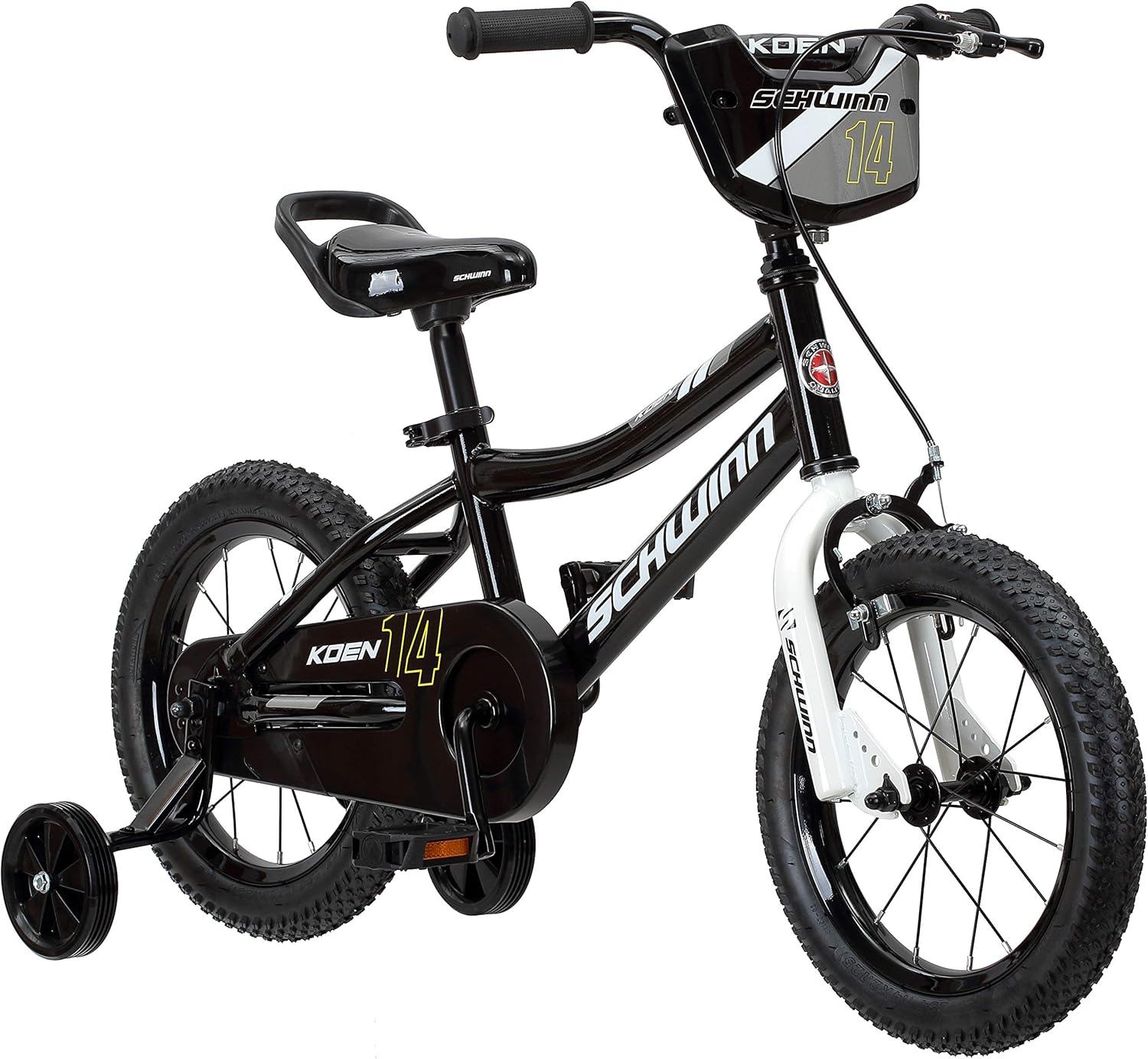 Schwinn Koen & Elm Toddler and Kids Bike, 14-Inch Wheels, Training Wheels Included, Black