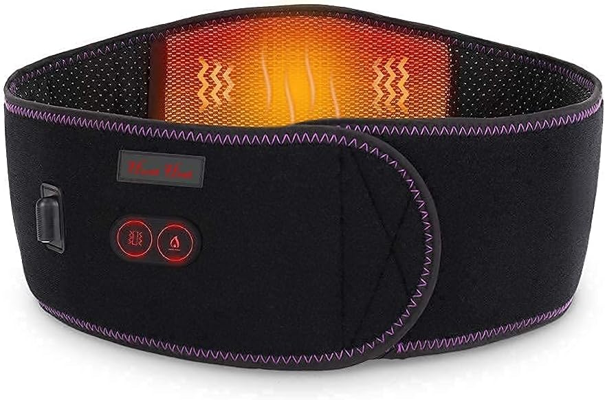 Heating Pad for Back Pain Massage - 7.4V Battery Cordless Heated Back Brace Far Infrared Heat Therapy Massage, Heated Waist Belt Wrap - Belly and Back Pain Relief Lumbar Spine Stomach Arthritis