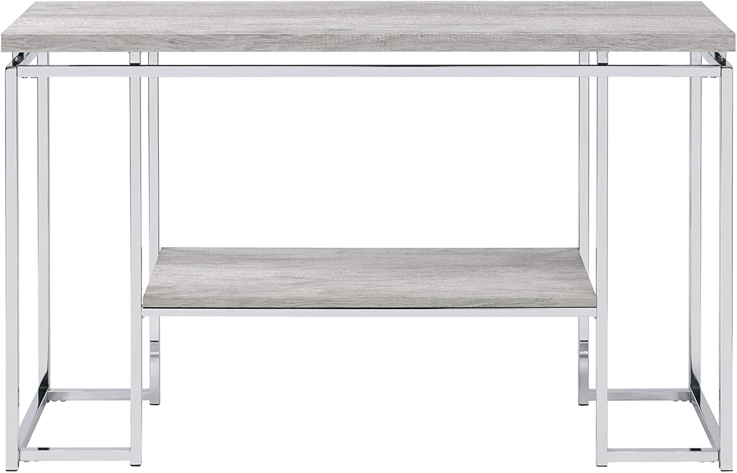 Acme Furniture Chafik Sofa Table, Natural Oak & Chrome