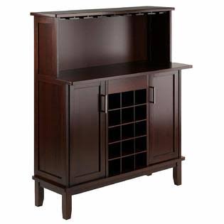 Winsome Wood 40339 Beynac Bar Cappuccino Wine Cabinet,